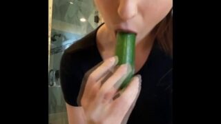 Christina Khalil Cucumber Blowjob Video